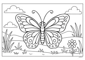Magnifique Papillon Aux Ailes Pleine De Motifs Simples Et Agréables