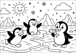 Les pinguins joyeux en plein amusement sur la banquise