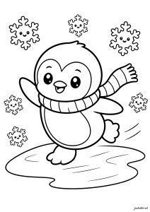 Petit pingouin enjoué sur glace