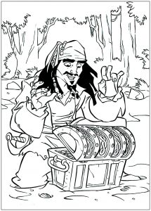 Coloriage enfant pirates caraibes jack sparrow 10