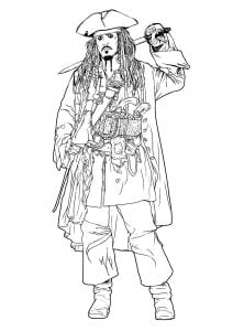 Coloriage enfant pirates caraibes jack sparrow 3