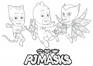 Pyjamasques  (PJ Masks) : Logo et 3 personnages