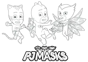 Pyjamasques  (PJ Masks) : Logo et 3 personnages