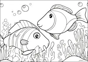 Deux Beaux Poissons Nageant