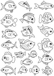 Nombreux poissons mignons