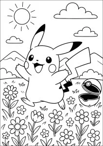 Pikachu s'amuse dans la Nature