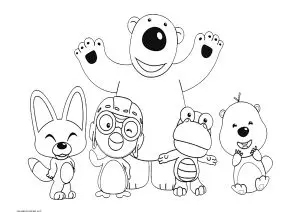 Poby l'ours avec Pororo et ses amis