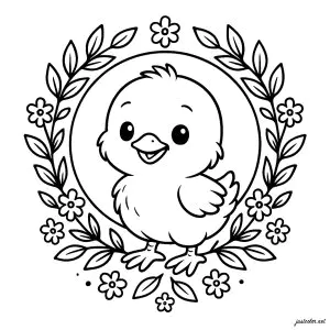 Petit poussin joyeux et charmant
