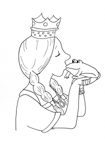 Coloriage princesse bisou grenouille