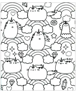 Pusheen & Arc en ciel