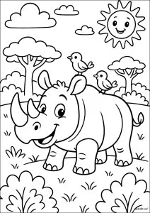 Rhinocéros joyeux en savane