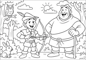 Robin des Bois et Petit Jean dans la forêt