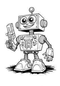 Coloriage enfant robot 80s 2