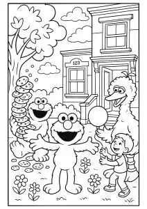 Coloriage Inspiré Des Personnages De  Rue Sésame