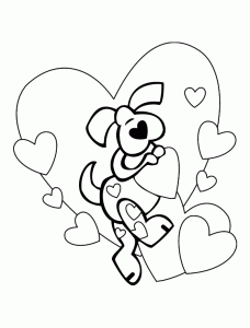 Un chien amoureux à imprimer et colorier !