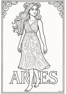 Signe du belier (aries) représenté par une femme