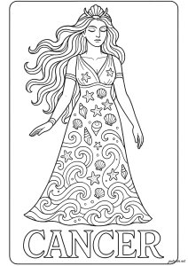 Coloriage enfants dame coquillages 54321