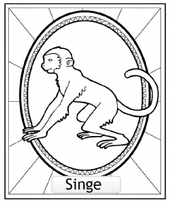 Coloriage signe astrologique chinois singe copie