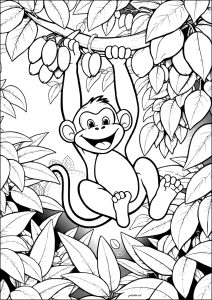 Singe S'amusant Dans La Jungle