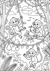 Trois joyeux singes curieux