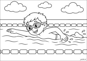 Enfant nageant avec des lunettes de natation