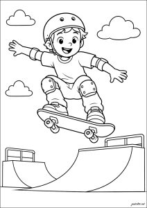 Enfant sautant en skateboard dans un skatepark