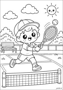 Jeune joueur de tennis joyeux
