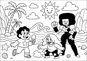 Aventure joyeuse sur la plage ensoleillée