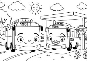 Journée joyeuse pour deux jolis bus