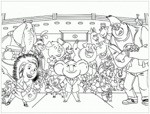 Coloriage de Tous en scène à imprimer pour enfants