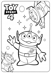 Les extraterrestres : Coloriage de Toy Story 4 à imprimer pour enfants
