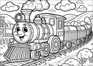 Joli train avec un visage souriant