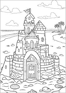 Coloriage enfant chateau de sable 109