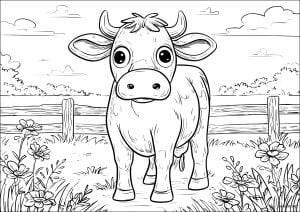 Vache curieuse dans le pré