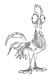 Coloriage facile vaiana coq heihei