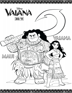 Coloriage vaiana maui et vaiana