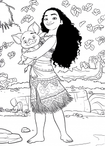 Coloriage de vaiana à télécharger