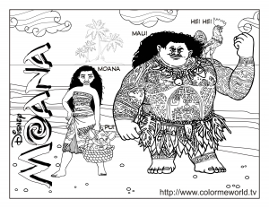 Coloriage vaiana moana disney 3