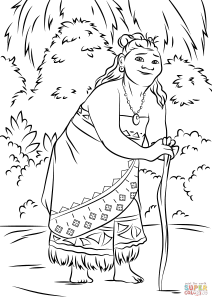 Coloriage vaiana tala grand mere