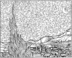 Coloriage de Van Gogh facile pour enfants