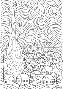 Nuit étoilée au dessus du village