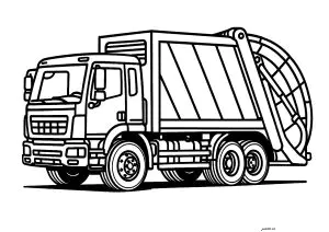 Camion poubelles, vu de profil