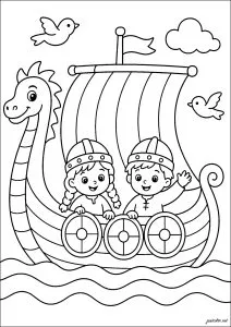 Jeunes vikings en mer