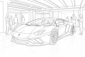 Lamborghini dans un showroom