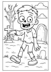 Drôle De Zombie Avançant Dans Un Cimetière