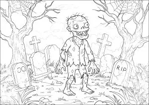 Zombie Effrayant Dans Un Cimétière
