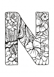 coloring-page-alphabet-for-children : N