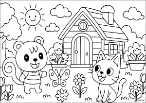 Joyful friendship in a sunny garden