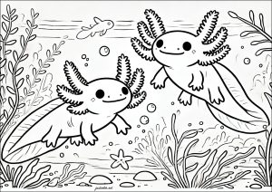 Two axolotis