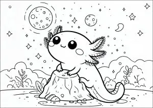 Axoloti Admiring The Night Sky And The Moon